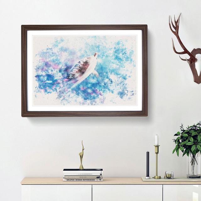 Swimming Dolphin - Picture Frame Graphic Art Print East Urban Home Size: 24cm H x 33cm W x 2cm D, Frame Option: Walnut Framed on Productcaster.