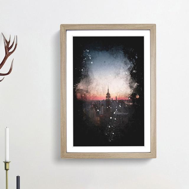 The Empire Stae in New York - Picture Frame Painting Print East Urban Home Size: 33cm H x 24cm W x 2cm D, Frame Option: Oak Framed on Productcaster.