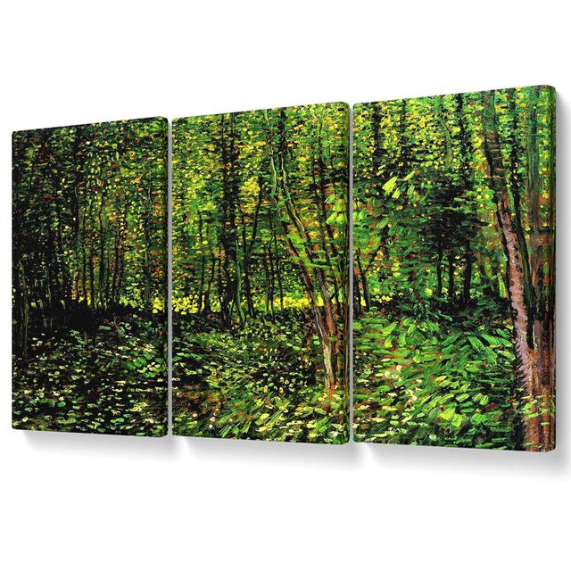 Trees and Undergrowth by Vincent Van Gogh - 3 Piece Wrapped Canvas Graphic Art Union Rustic Size: 50.8cm H x 106.6cm W on Productcaster.