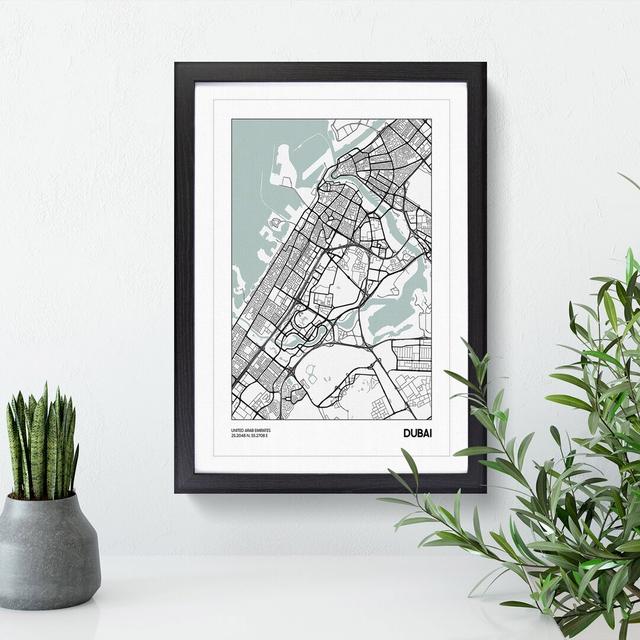 Map Dubai UAE - Picture Frame Graphic Art East Urban Home Frame Option: Black Framed, Size: 90cm H x 65cm W x 2cm D on Productcaster.