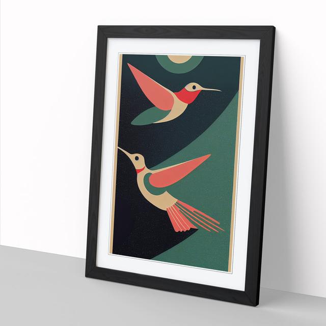 Siratro Hummingbird Abstract Vol.3 - Single Picture Frame Graphic Art Marlow Home Co. Frame Colour: Black, Size: 64cm H x 46cm W x 2cm D on Productcaster.