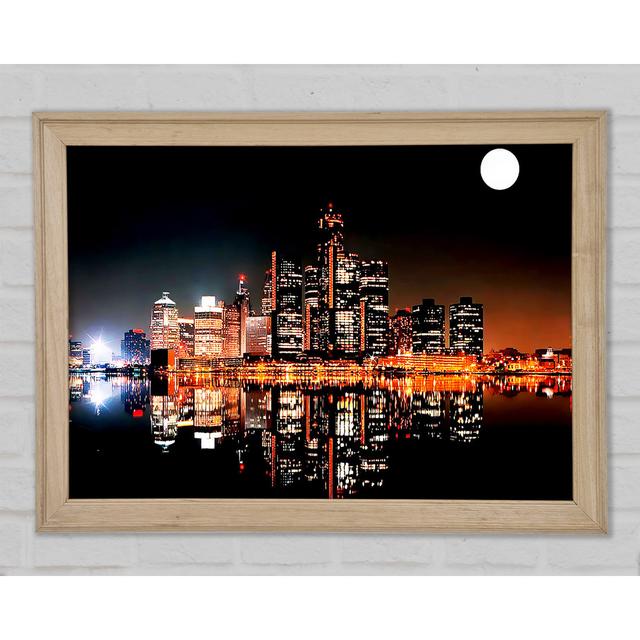 City Moonlit Reflections - Einzelner Bilderrahmen Kunstdrucke Ebern Designs Größe: 21 cm H x 29,7 cm B x 1,5 cm T on Productcaster.