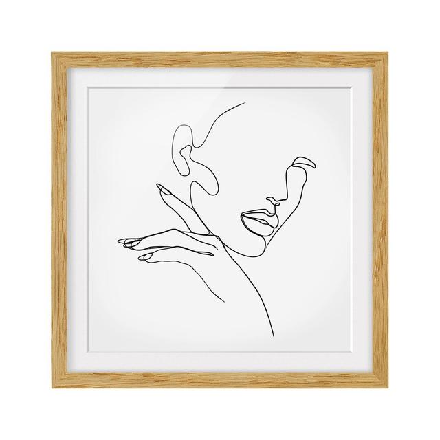 Line Art Woman Portrait Black White - Picture Frame Drawing Metro Lane Size: 50cm H x 50cm W x 2cm D, Frame Option: Brown Framed on Productcaster.