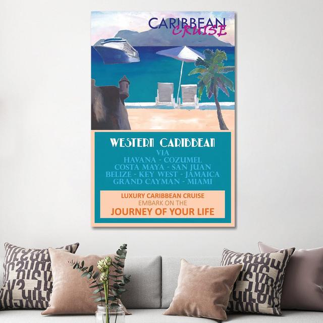 Western Caribbean Cruise Retro Travel Poster II - Wrapped Canvas Painting Maturi Size: 152.4cm H x 101.6cm W x 3.81cm D on Productcaster.