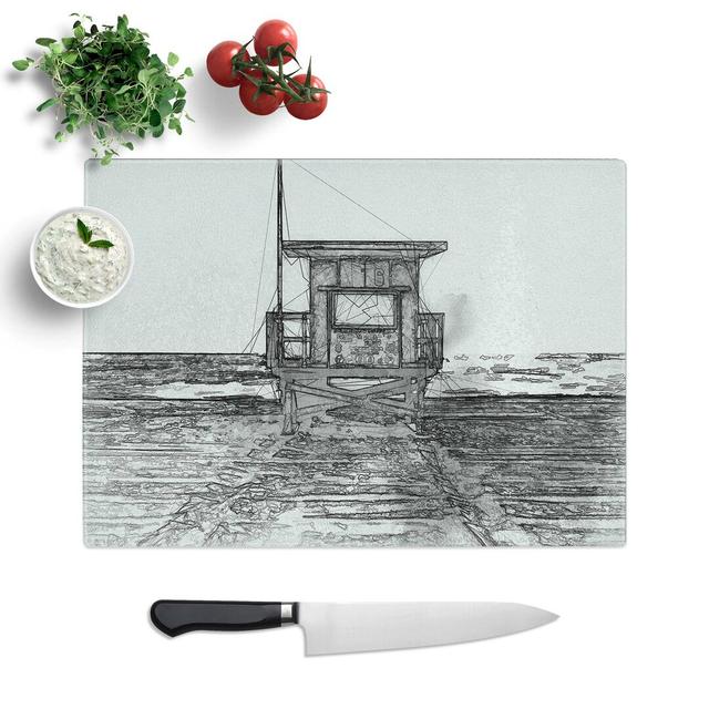 Glass Lifeguard Station Upon The Beach in Abstract Chopping Board East Urban Home Size: 28.5 cm W x 20 cm L on Productcaster.