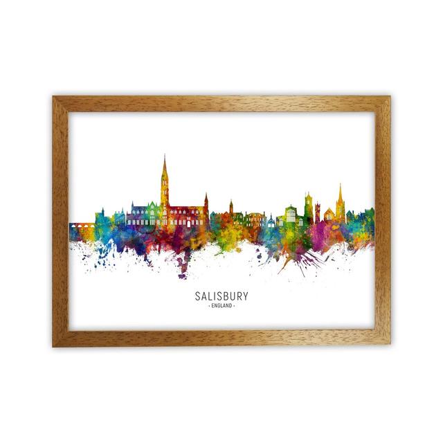 Salisbury England Skyline by Michael Tompsett - Graphic Art Print Latitude Run Size: 34cm H x 46cm W x 3cm D, Format: Brown Framed on Productcaster.