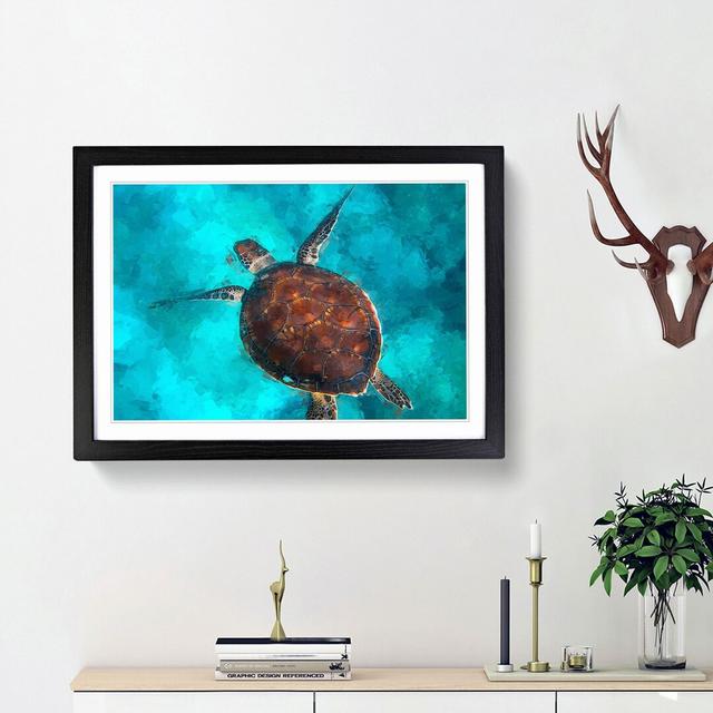 A Sea Turtle in Abstract - Picture Frame Graphic Art Print East Urban Home Frame Option: Black Framed, Size: 27cm H x 36cm W x 2cm D on Productcaster.