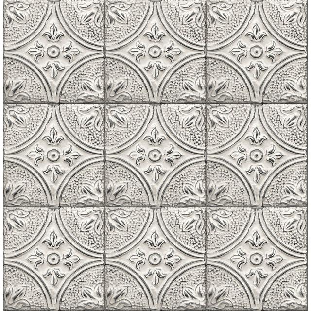 Molinari Tin Ceiling Tile 10.06m x 52.07cm Textured Semi-Gloss Paste the Wall Wallpaper Roll Blue Elephant Colour: Silver on Productcaster.