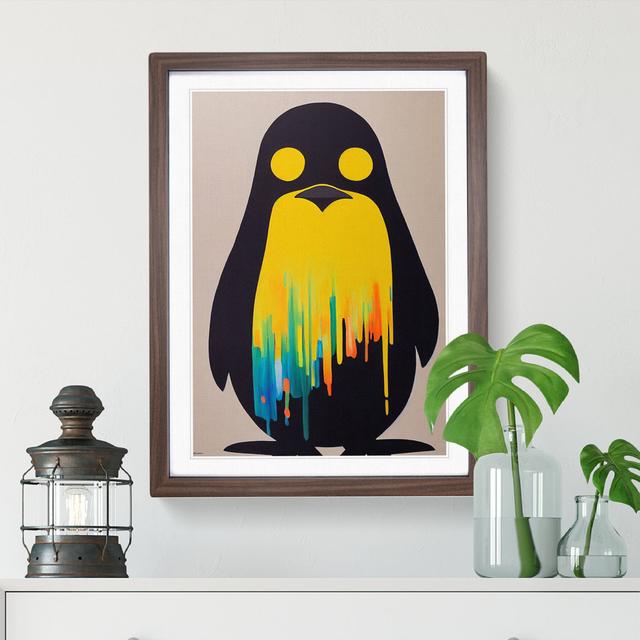 Dripping Penguin Abstract - Single Picture Frame Print 17 Stories Size: 46cm H x 34cm W x 2cm D, Frame Colour: Walnut on Productcaster.