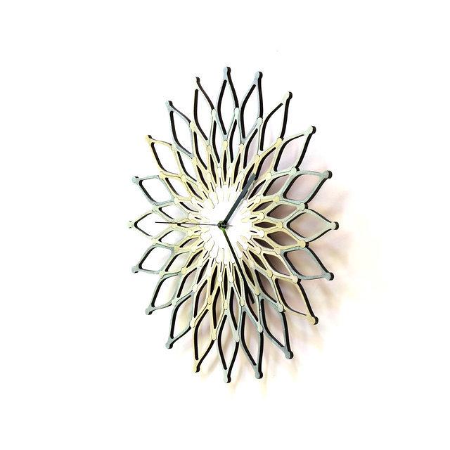 Fireworks Manufactured Wood Wall Clock ONZENO Size: 59cm H x 59cm W x 3cm D, Colour: Silver on Productcaster.