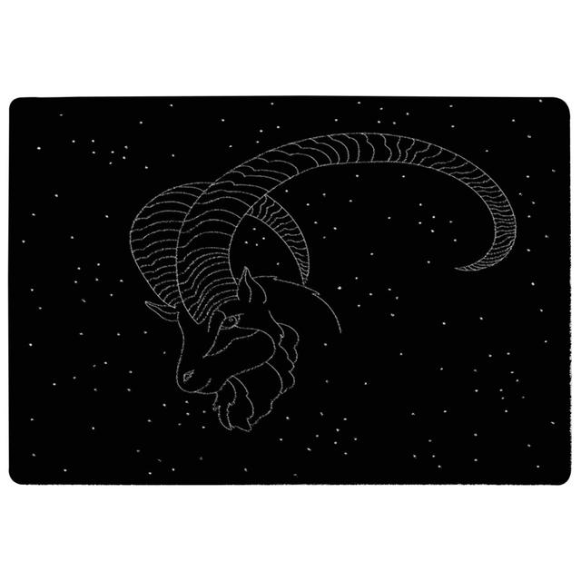 Jahvarn Capricorn Zodiac Sign Power Loom Black Rug East Urban Home on Productcaster.