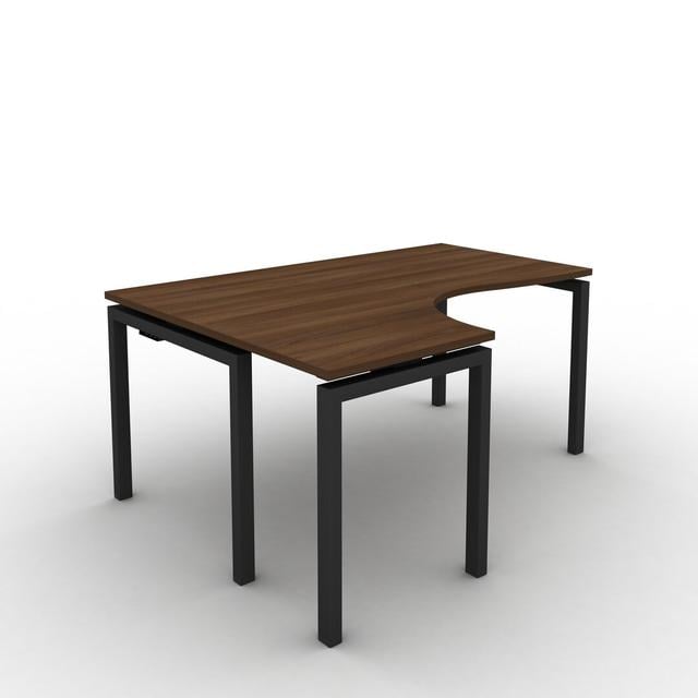 Grazian L-Shape Desk Ebern Designs Size: 73cm H x 160cm W x 120cm D, Frame Colour: Black, Top Colour: Walnut on Productcaster.