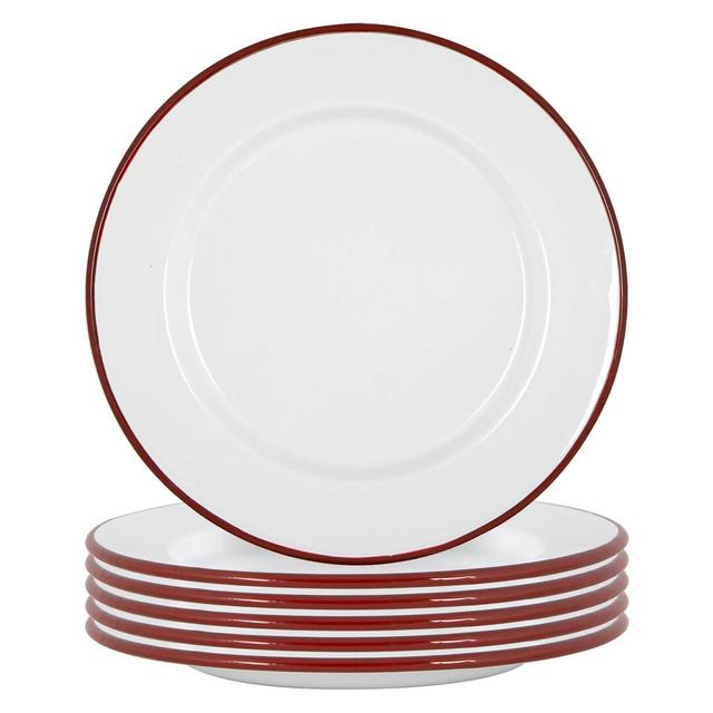 Argon Tableware - White Enamel Dinner Plates - 25.5cm (Set of 12) Argon Tableware Colour: Red on Productcaster.