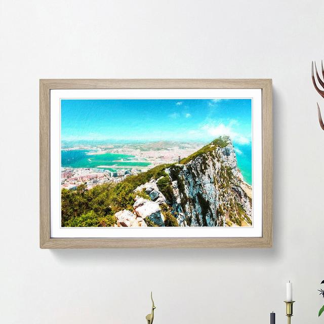 Rock of Gibraltar Skyline - Picture Frame Painting Print on MDF East Urban Home Size: 36cm H x 48cm W x 2cm D, Frame Option: Oak Framed on Productcaster.