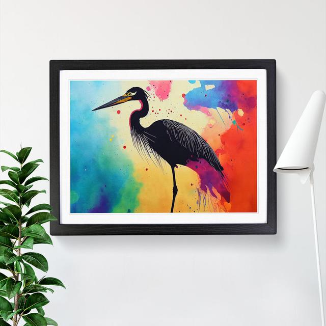 Heron Bird Splash Vol.2 Abstract House of Hampton Frame Colour: Black, Size: 25cm H x 34cm W x 2cm D on Productcaster.