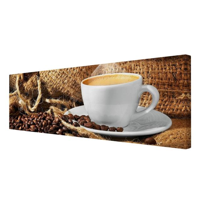 Morning Coffee - Wrapped Canvas Graphic Art Print East Urban Home Size: 50cm H x 150cm W x 2cm D on Productcaster.