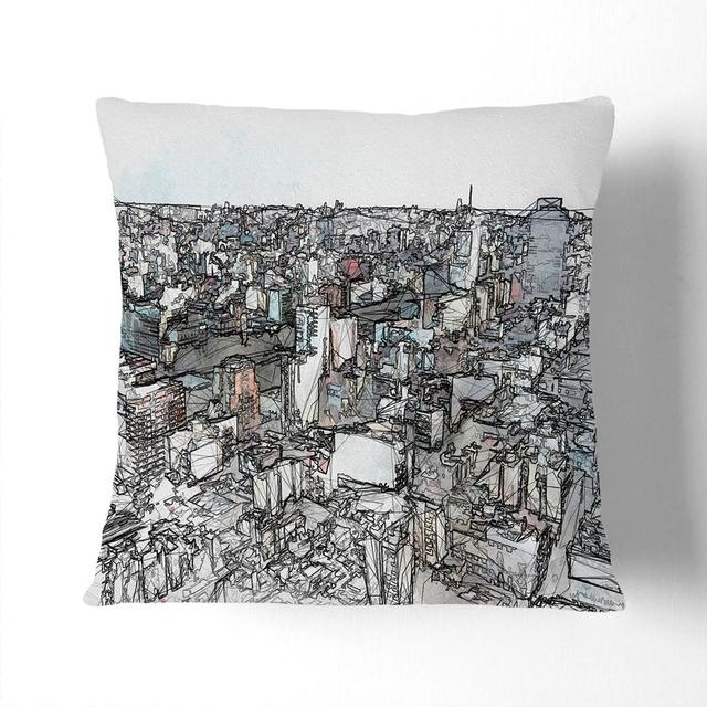 Buenos Aires Skyline in Argentina in Abstract Cushion with Filling East Urban Home Backing Colour: Black, Size: 55cm H x 55cm W x 20cm D on Productcaster.