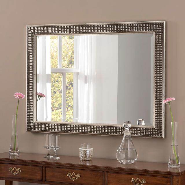 Abbie Glass Flat Wall Mirror Etta Avenue Size: 65cm H x 90.5cm W on Productcaster.