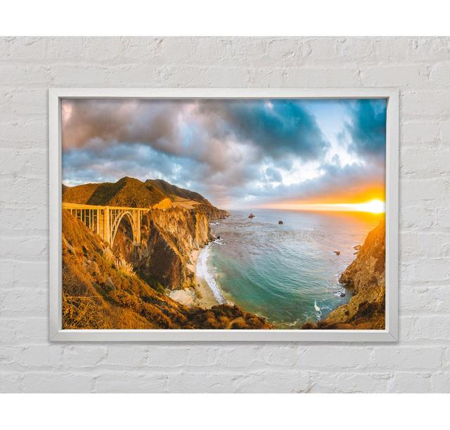 Bridge over the Cliffs and Cove Highland Dunes Size: 59.7cm H x 84.1cm W x 3.3cm D, Format: White Framed Canvas on Productcaster.