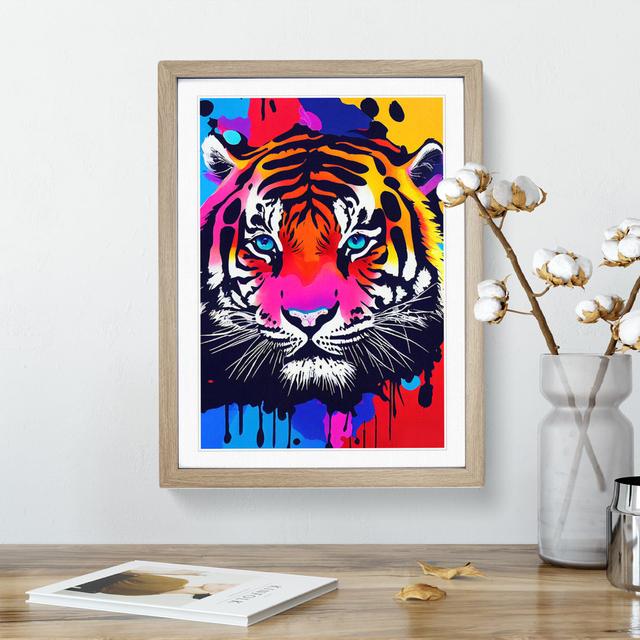 Painted Tiger No.4 Abstract - Print Latitude Vive Format: Oak Framed, Matte Colour: White, Size: 46cm H x 34cm W on Productcaster.