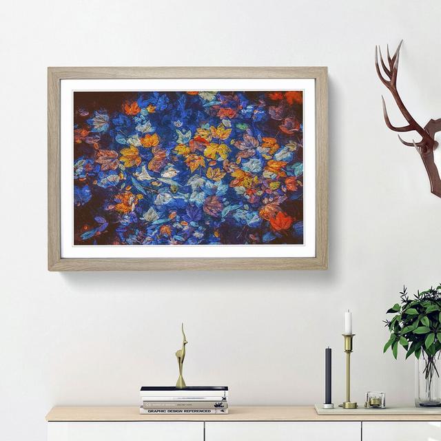 Multi Coloured Autumn Leaves in Abstract - Picture Frame Painting Print East Urban Home Size: 48cm H x 65cm W x 2cm D, Frame Option: Oak Framed on Productcaster.