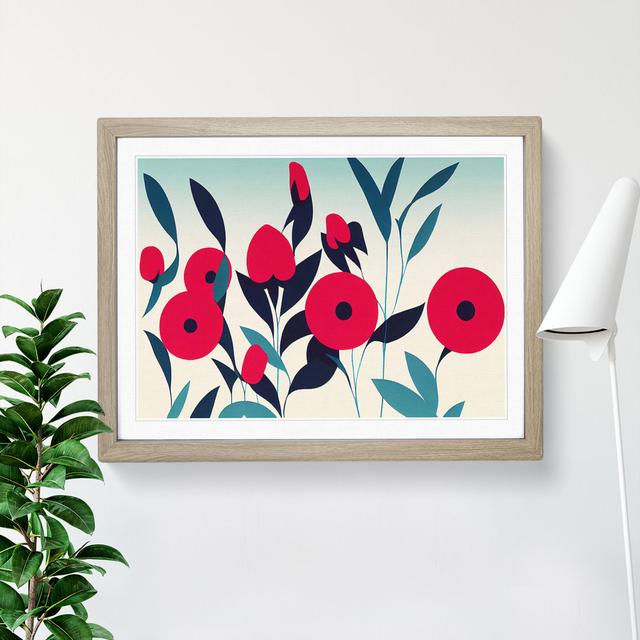 Evocative Flower Market Abstract - Single Picture Frame Print Marlow Home Co. Size: 46cm H x 64cm W x 2cm D, Frame Colour: Oak on Productcaster.