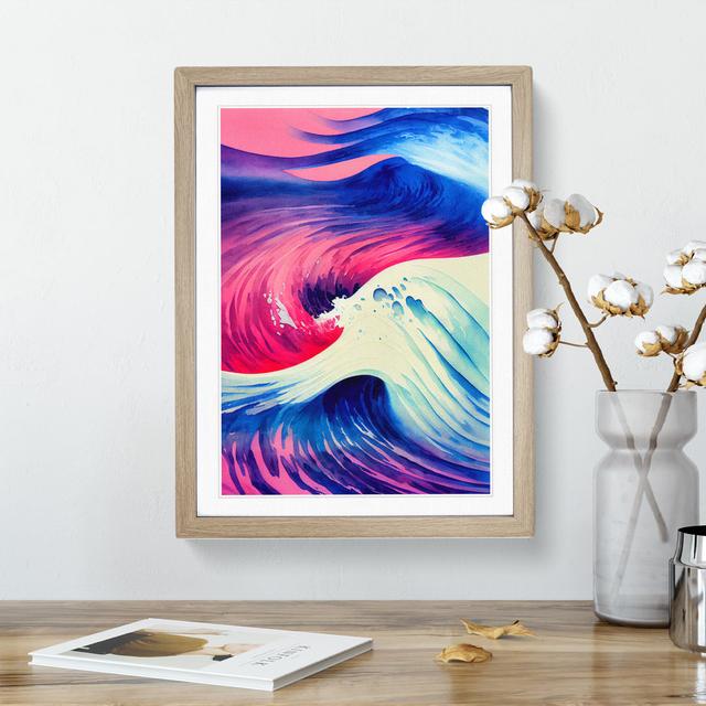 Ocean Wave in Colour No.2 - Picture Frame Painting Metro Lane Size: 64cm H x 46cm W x 2cm D, Frame Colour: Oak Framed on Productcaster.