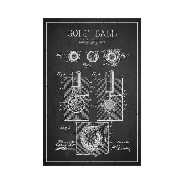 Leinwandbild Golf Ball Charcoal Patent Blueprint Williston Forge Größe: 101,6 cm H x 66,04 cm B x 1,9 cm T, Format: Leinwandbild on Productcaster.