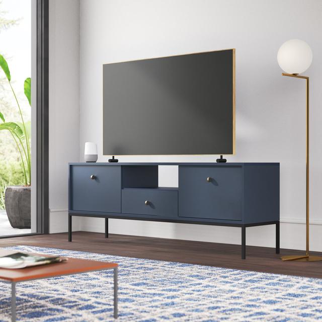 Ahwahnee TV Stand for TVs up to 65" Wade Logan Colour: Navy Blue on Productcaster.