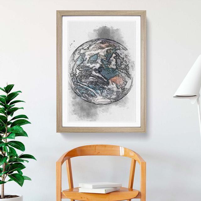 Planet Earth - Picture Frame Graphic Art Print East Urban Home Frame Option: Oak, Size: 91cm H x 60cm W x 2cm D on Productcaster.