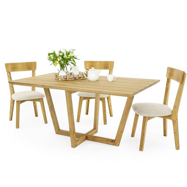 Oak Wood Dinning Table Ebern Designs Size: 75 H x 140 L x 90 W cm, Colour: Untreated Wood on Productcaster.