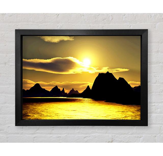 Yellow Ocean Mountain Framed Print Wall Art Highland Dunes Size: 84.1cm H x 118.9cm W x 3.4cm D, Format: Black Framed Paper on Productcaster.