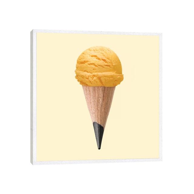 Ice Cream Pencil by Paul Fuentes - Print on Canvas Latitude Run Size: 93.98cm H x 93.98cm W x 3.81cm D, Frame Option: White Framed on Productcaster.