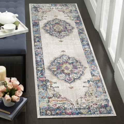 Cambridge Looped/Hooked Light Grey/Blue Rug Williston Forge Rug Size: Runner 62cm x 240cm on Productcaster.