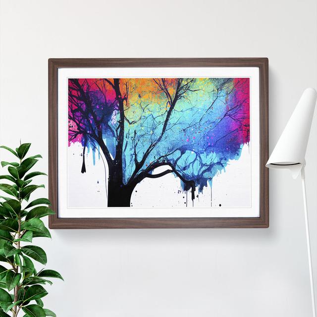 Tree Paint Splatter Abstract - Picture Frame Graphic Art Marlow Home Co. Size: 34cm H x 46cm W x 2cm D, Frame Colour: Walnut Framed on Productcaster.