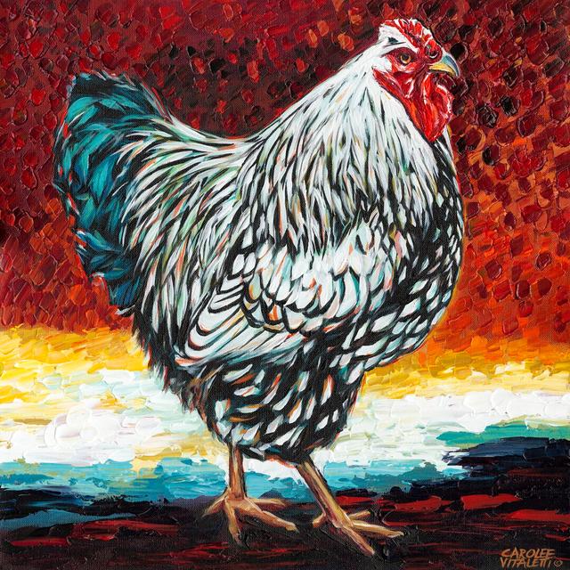 Fancy Chicken I - Wrapped Canvas Print August Grove Size: 122cm H x 122cm W on Productcaster.