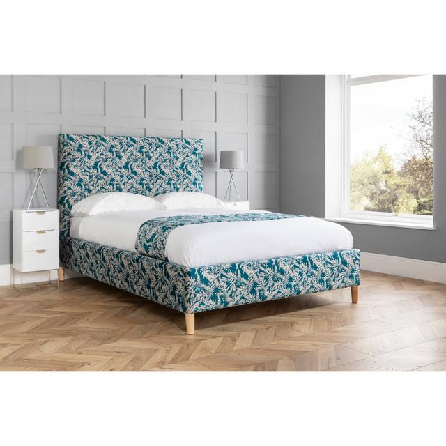 Oneybrook Upholstered Bed Frame Ophelia & Co. Size: Double (4'6), Colour: Teal on Productcaster.