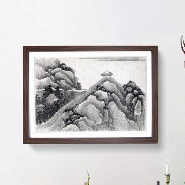 Hut on the Mountain Top by Gong Xian - Picture Frame Painting Print East Urban Home Frame Option: Walnut Framed, Size: 36cm H x 48cm W x 2cm D on Productcaster.