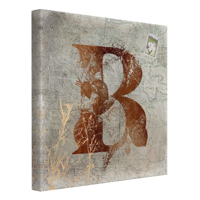 Vintage Gold Alphabet Letter B - Wrapped Canvas Graphic Art Happy Larry Format: 260g/m² canvas, Size: 70cm H x 70cm W on Productcaster.