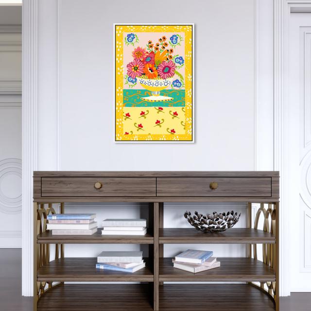 Floral And Botanical Colorful Vase With Flower Bouquet by Oliver Gal - Painting on Canvas Oliver Gal Size: 60.96cm H x 40.64cm W, Format: White Framed on Productcaster.