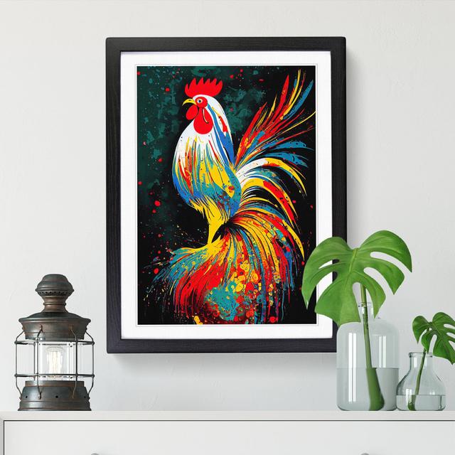 Leitersburg Rooster Paint Splatter Vol.1 - Single Picture Frame Print Brambly Cottage Format: Black, Size: 64cm H x 46cm W x 2cm D on Productcaster.