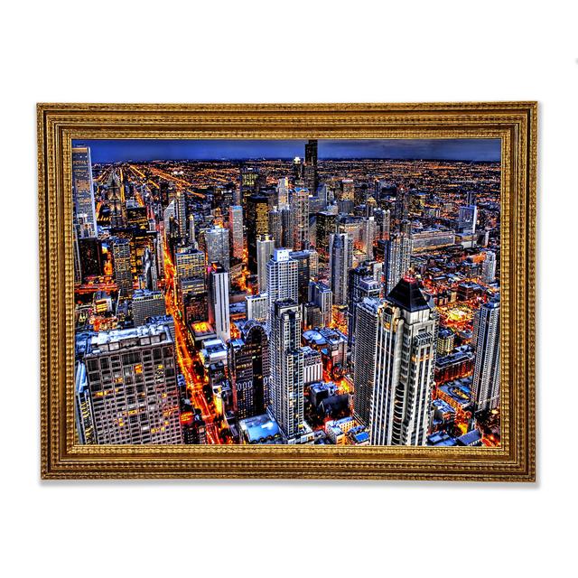 Chicago Illinois Nachtlichter Gerahmter Druck Ebern Designs Größe: 42cm H x 59,7cm B x 3cm T on Productcaster.