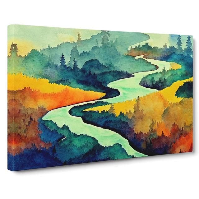 Magical Forest River - Wrapped Canvas Painting Alpen Home Size: 35cm H x 50cm W x 3cm D on Productcaster.