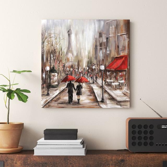 Rainy Afternoon Café - Painting Print on Canvas Lark Manor Size: 66.04cm H x 66.04cm W x 3.81cm D on Productcaster.