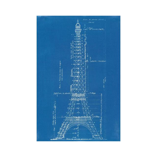 Eiffel Tower Blueprint - Wrapped Canvas Print Borough Wharf Size: 30.48cm H x 20.32cm W x 1.91cm D on Productcaster.