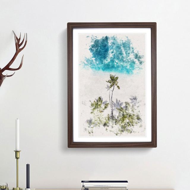 Palm Tree Beach in the Maldives - Picture Frame Painting Print East Urban Home Size: 63cm H x 45cm W x 2cm D, Frame Option: Walnut Framed on Productcaster.