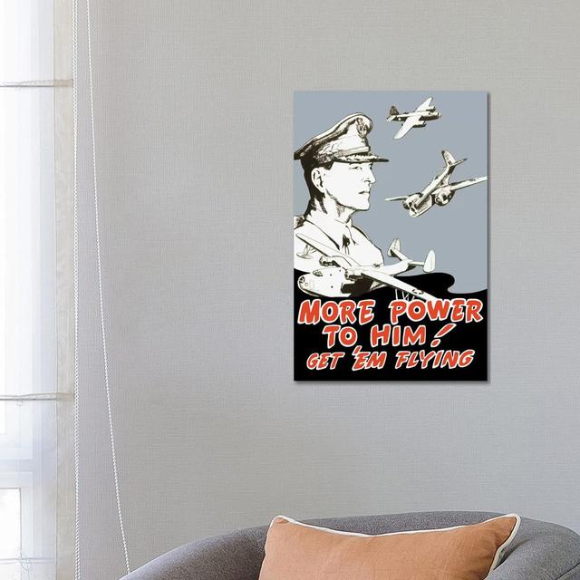 WWII Poster Of General Douglas MacArthur And Bomber Planes by Stocktrek Images - Wrapped Canvas Print ClassicLiving Size: 66.04cm H x 45.72cm W x 3.81 on Productcaster.