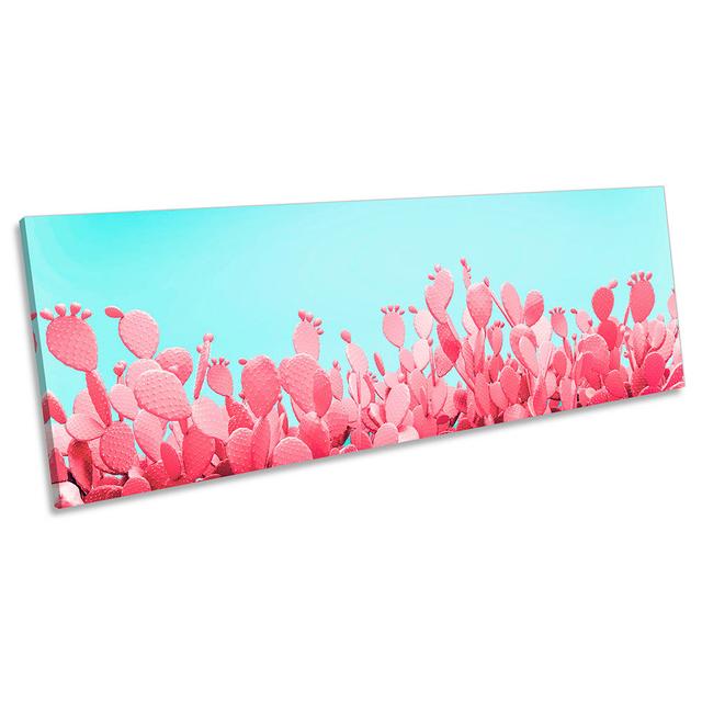 Pink Cactus Field Floral - Wrapped Canvas Panoramic Photograph Natur Pur Size: 40.64cm H x 121.92cm W x 2cm D on Productcaster.