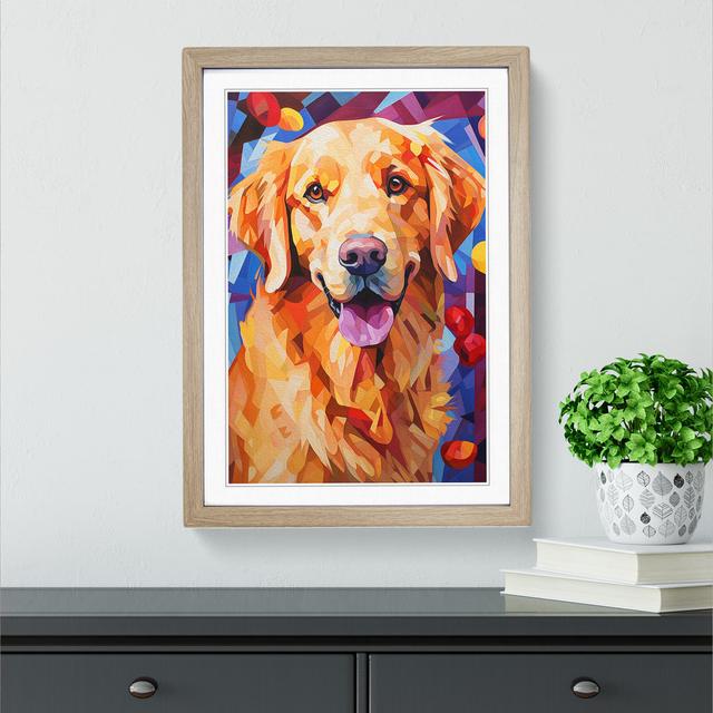 Golden Retriever Cubism - Single Picture Frame Print on Wood Marlow Home Co. Size: 34cmH x 25cmW on Productcaster.