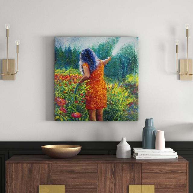 Celia's Garden by Iris Scott - Wrapped Canvas Print East Urban Home Size: 76.2cm H x 76.2cm W on Productcaster.